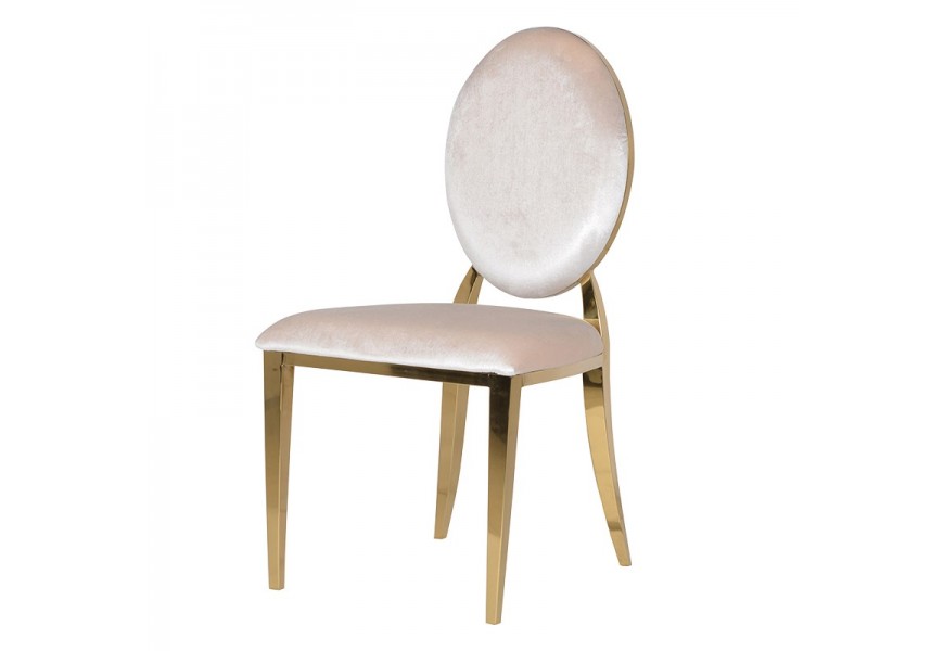 Art-deco dizajnová jedálenská stolička Shantay s poťahom slonovinovej farby 94cm