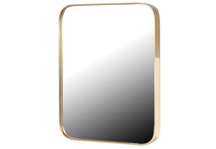 Dizajnové zrkadlo Viviane v art-deco štýle so zlatým rámom obdĺžnikového tvaru so zaoblenými rohmi