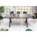 Elegantný industriálny jedálensky stôl Frida šedý 160 cm s nohami z pevného kovu z masívneho dreva mango tmavošedá