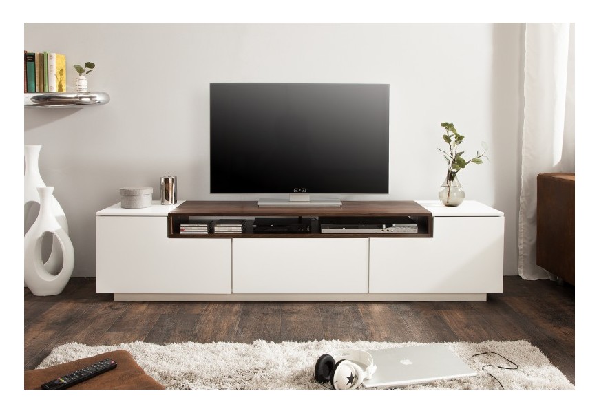 Modern&yacute; TV stol&iacute;k Dalia orech v bielej farbe 180cm