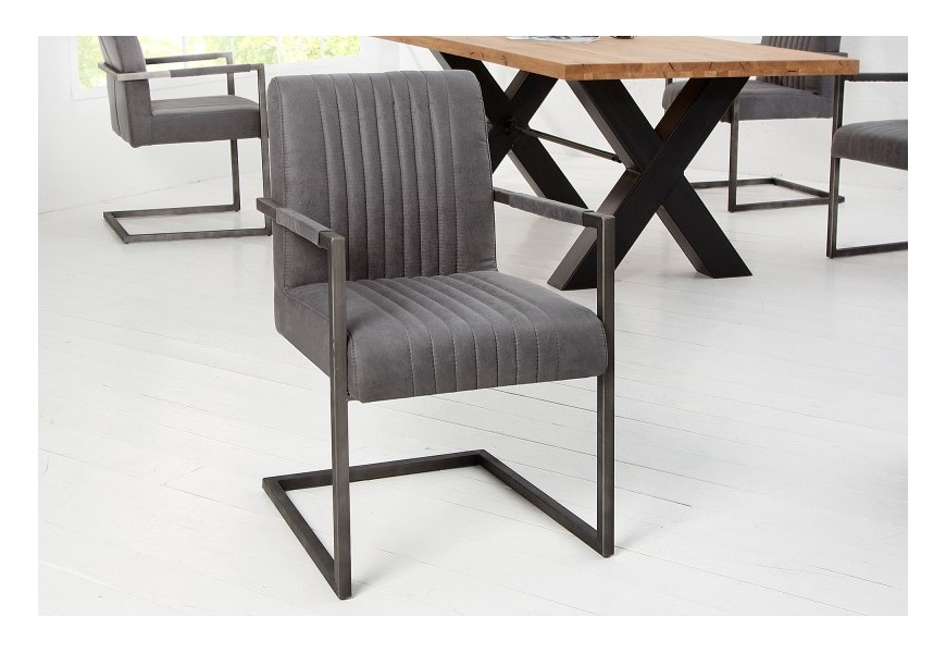 Dizajnová stolička Inspirativo z eco-kože v tmavosivom prevedení