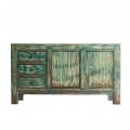 Jedinečný príborník Doretto v orientálnom štýle s dvomi dvierkami a tromi zásuvkami v zelenej farbe