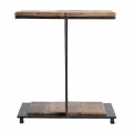 Dizajnový masívny industriálny príručný stolík Aminte mango s kovovou konštrukciou 55 cm