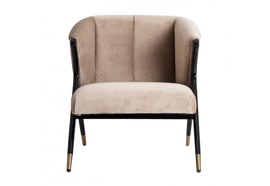 Moderné štýlové kreslo Corello z béžového zamatu 78cm