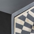 Art-deco komoda Caderina s tromi z&aacute;suvkami so vzorom vyroben&yacute;m z kost&iacute; čierno-biela