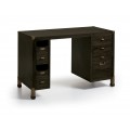 Luxusný písací stôl M-Industrial z masívneho dreva Mindi v čiernej farbe so kovovými prvkami a so zásuvkami