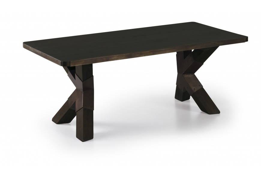 Exkluzívny masívny konferenčný stolík M-Industrial z dreva mindi čiernej farby v industriálnom štýle