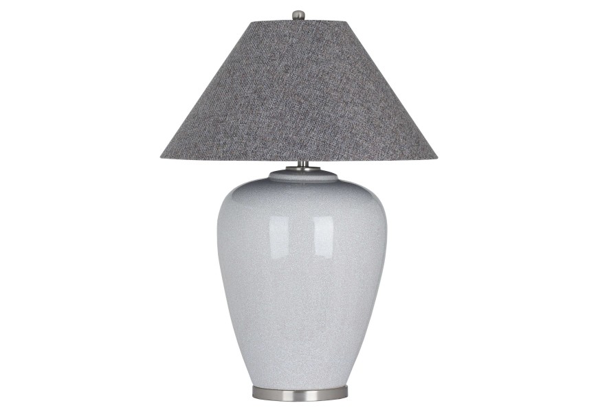 Stolná keramická lampa sivej farby s chrómovými prvkami 108 cm