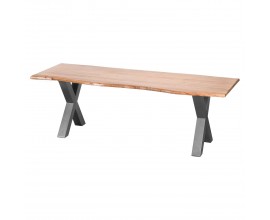 Industriálny dizajnový masívny jedálensky stôl Live Edge 240 cm