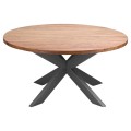 Industriálny kruhový jedálenský stôl Live Edge zo svetlohnedého dreva a s kovovými nohami sivej farby