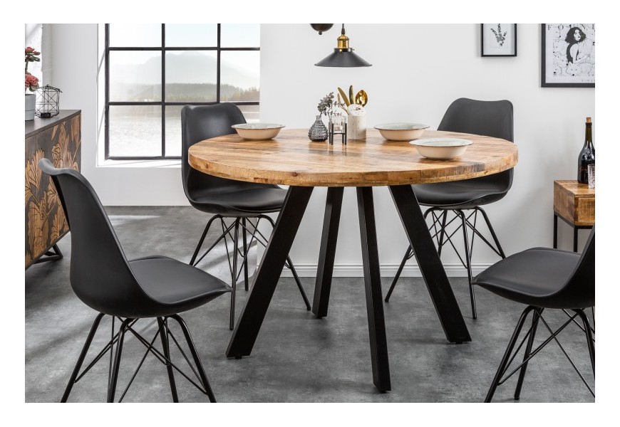 Okrúhly jedálenský stôl  Steele Craft kruhového tvaru z masívneho mangového dreva v svetlohnedej farbe