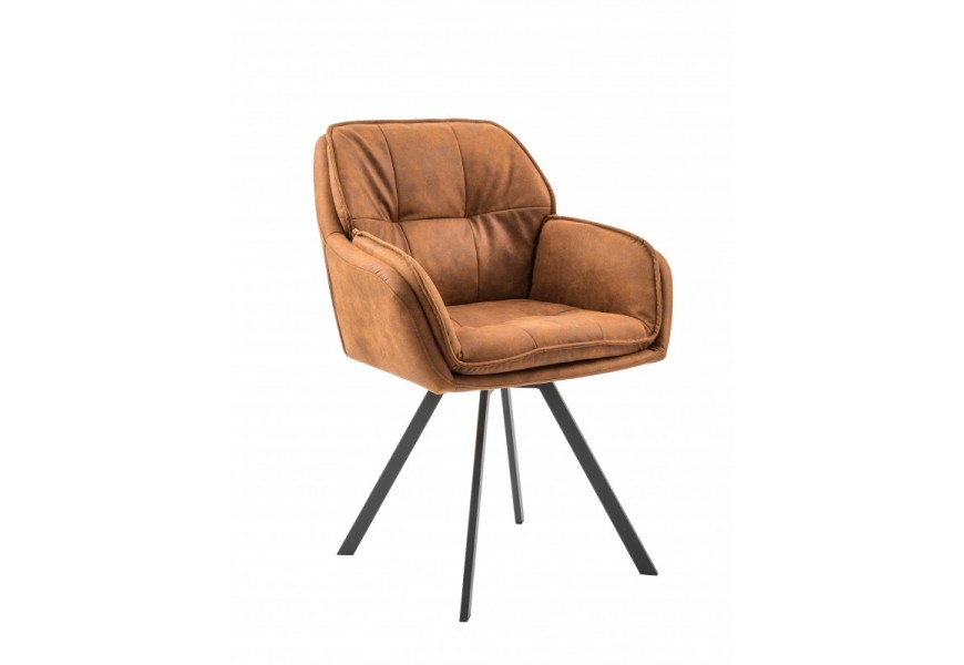 Retro štýlové kreslo Odo 85cm hnedé s opierkami na ruky