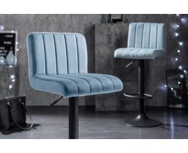 Luxusná zamatová barová stolička Portland modrá