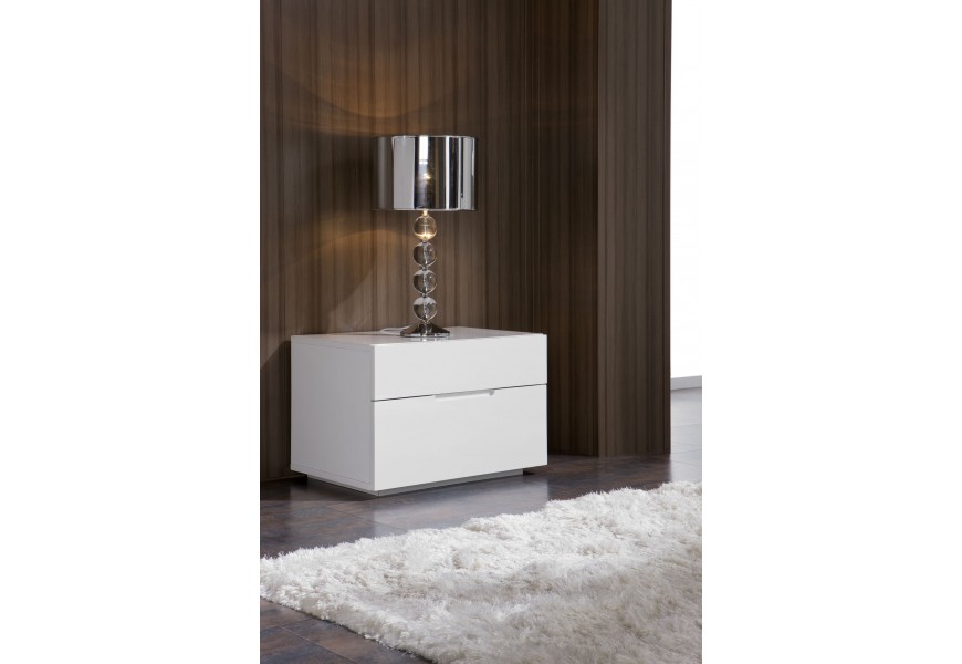 Lesklý moderný nočný stolík Napoleone 40cm biely