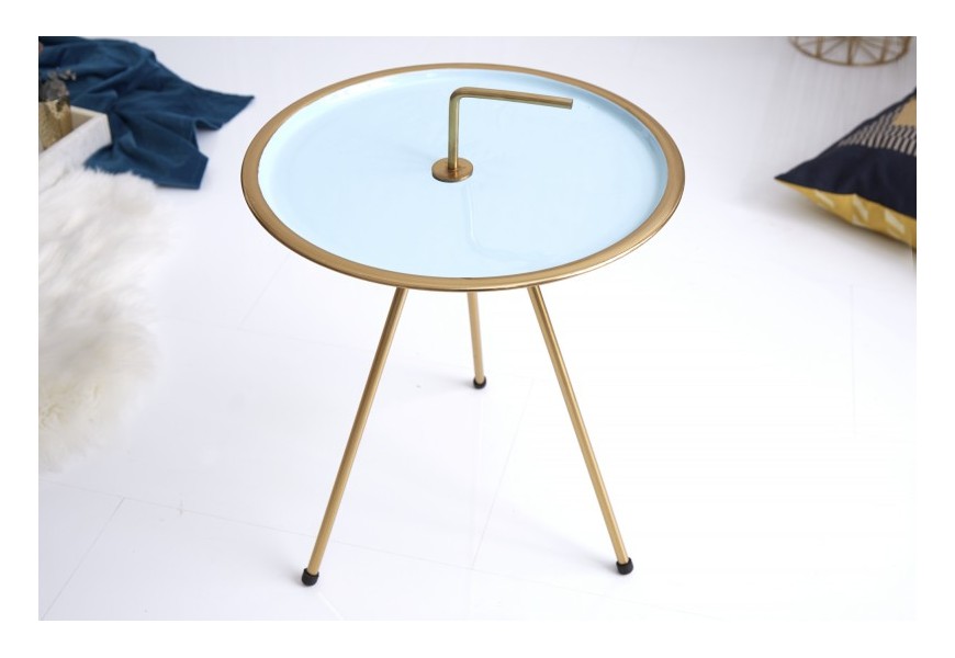 Dizajnový príručný stolík Gedling Turquoise Gold v retro štýle