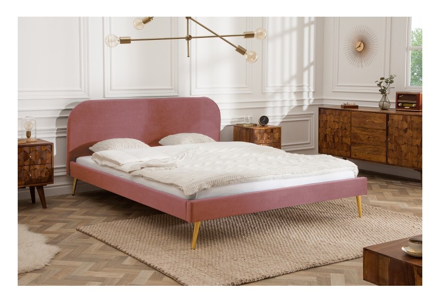 Dizajnová manželská ružová posteľ Ribble 140x200 cm