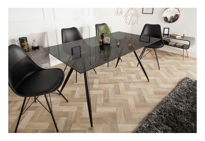 Sklenený uxusný jedálensky stôl Ghost 140 čierny