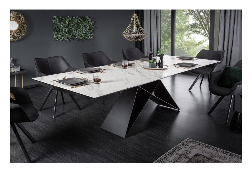 Industriálny mramorový obdĺžnikový jedálensky stôl Copeland II 180-260 cm rozkladací