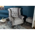 Zamatov&eacute; barokov&eacute; kreslo Maldon 105cm siv&eacute;