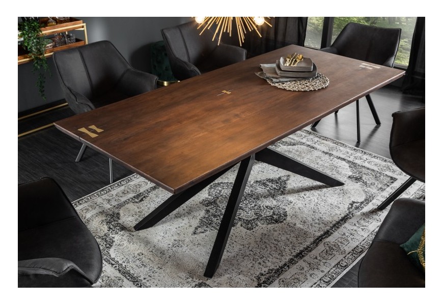 Luxusný industriálny jedálensky stôl Comdor z masívu 200 cm Akácia