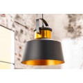 Dizajnová závesná lampa LUZ I v industriálnom štýle v čierno-zlatom prevedení