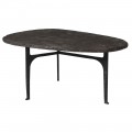 Dizajnový industriálny konferenčný stolík Bluestone zaobleného tvaru s povrchovou doskou z kameňa v čiernej farbe