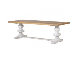 Dizajnový jedálenský stôl z masívu Schuma 244cm hnedý biely