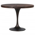 Dizajnový kruhový jedálenský stôl Buffalo s efektom kože a kovovou nohou