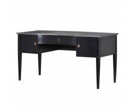 Luxusný zámocký písací stôl Ruthland čierny s koženým povrchom