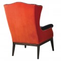 Luxusn&eacute; oranžovo-siv&eacute; kreslo Faust s vysok&yacute;m operadlom a drevenou podstavou 114cm