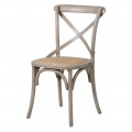 Štýlová vidiecka stolička Antic Gris so sedacou časťou z ratanu a s rámom z brestového dreva