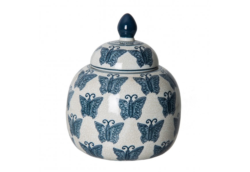 Bielo-modrá keramická nádoba Butterfly Provence v provensálskom štýle