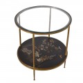 Dizajnový okrúhly príručný stolík Gold Leaf 60cm