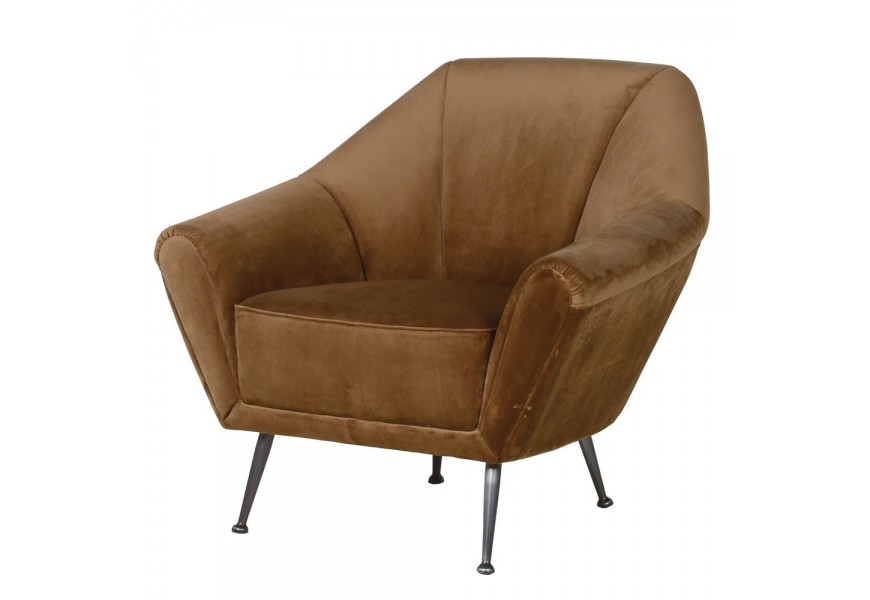 Hnedé čalúnené kreslo Envy s dizajnovými oceľovými nohami