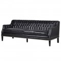 Luxusná sedačka z pravej kože Black Chesterfield 215cm v čiernej farbe