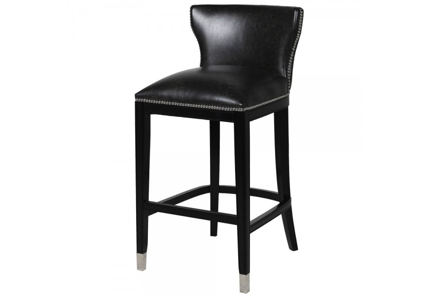 Moderná čierna barová stolička Bearhad so striebornými dizajnovými prvkami
