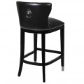 Luxusná barová stolička Bearhad s poťahom z čiernej ekokože