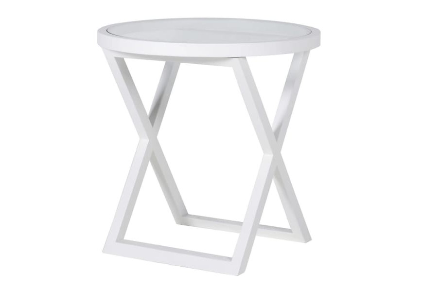 Luxusný biely príručný stolík Wielton Blanc z masívu a zo skla