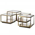 Luxusná modulárna zostava hranatých príručných stolíkov Cuadrato v kombinácii skla a zlatej ocele 50cm