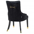 Luxusná jedálenská stolička Cheer v čiernej zamatovej farbe a zlatými prvkami 102cm