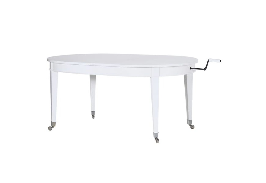 Moderný rozkladací masívny jedálenský stôl Wielton Blanc bielej farby na kolieskach