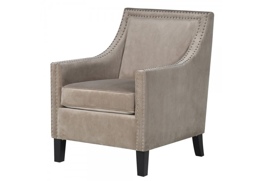 Sivé zamatové kreslo Kilbride v art-deco štýle