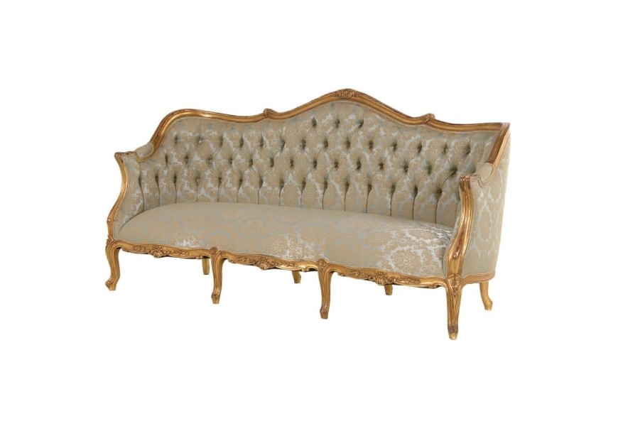 Luxusná baroková sedačka zámockého štýlu zelenej a zlatej farby