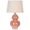 Vysoká stolná lampa Aman s oranžovým porcelánovým podstavcom a bledým textilným tienidlom
