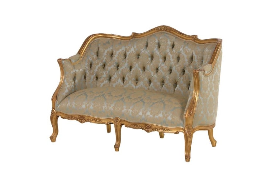 Luxusná antická sedačka zámockého štýlu Roi Gilt 135cm vintage zelená zlatá