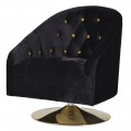 Čierne chesterfield kreslo Fenwick s aplikáciami v zlatej farbe
