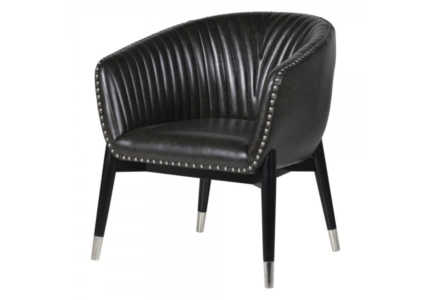 Zámocké kreslo Kilmaurs s čiernym poťahom z ekokože