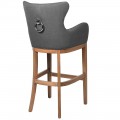 Šedá barová stolička Fairlie III s nohami z brezobého masívu