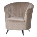 Béžové zamatové kreslo Blair v art-deco štýle s nohami striebornej farby