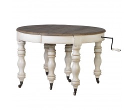 Luxusný rozkladateľný okrúhly jedálenský stôl Oleandro 125cm vo vintage štýle z dreva